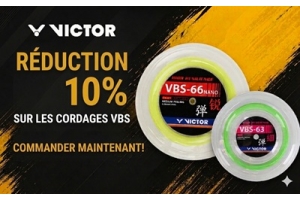 10% de réduction sur toutes les bobines de cordage Victor VBS !